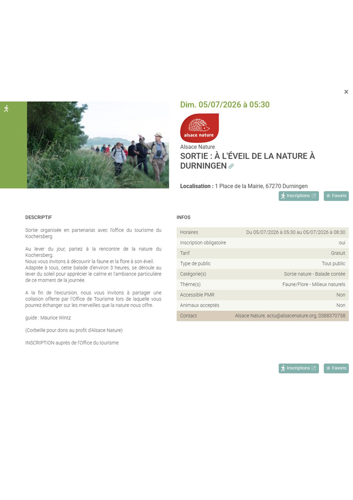 Sortie : à l'éveil de la Nature à Durningen