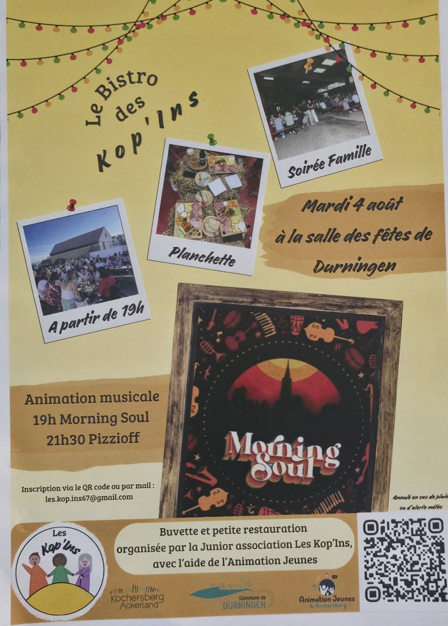 Soirée Bistrot à Durningen le mardi 4 août !